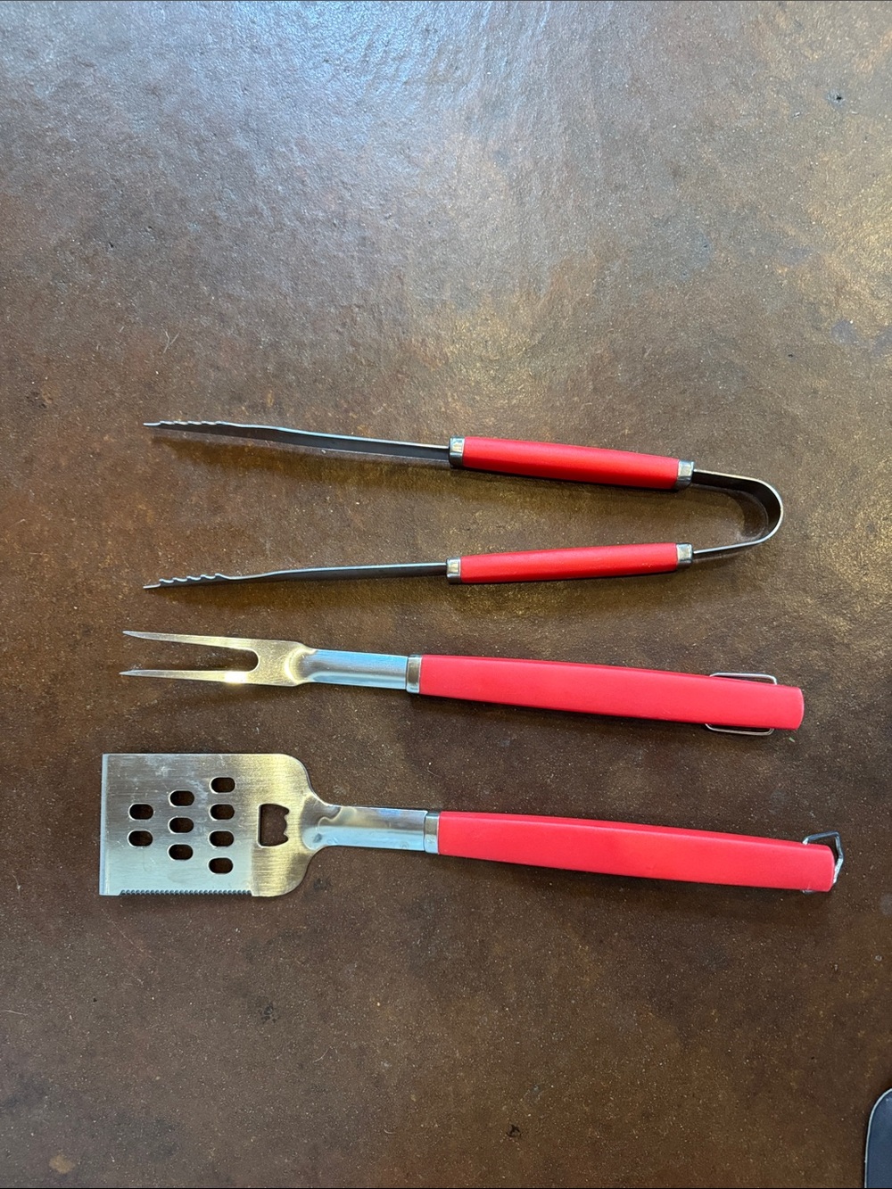 Red Handle BBQ Grill Tool Set - 3 Piece